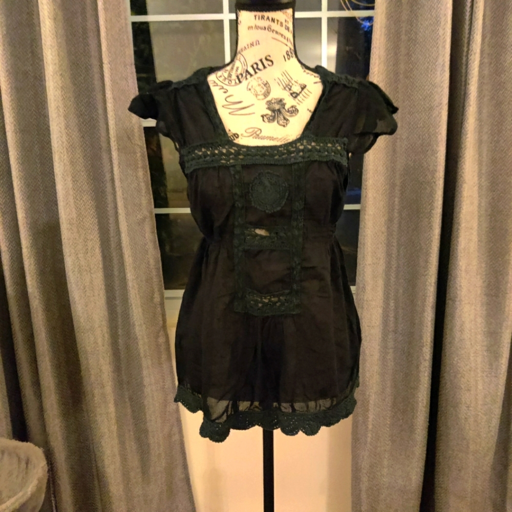 Sheer Boho top with Crochet Detail